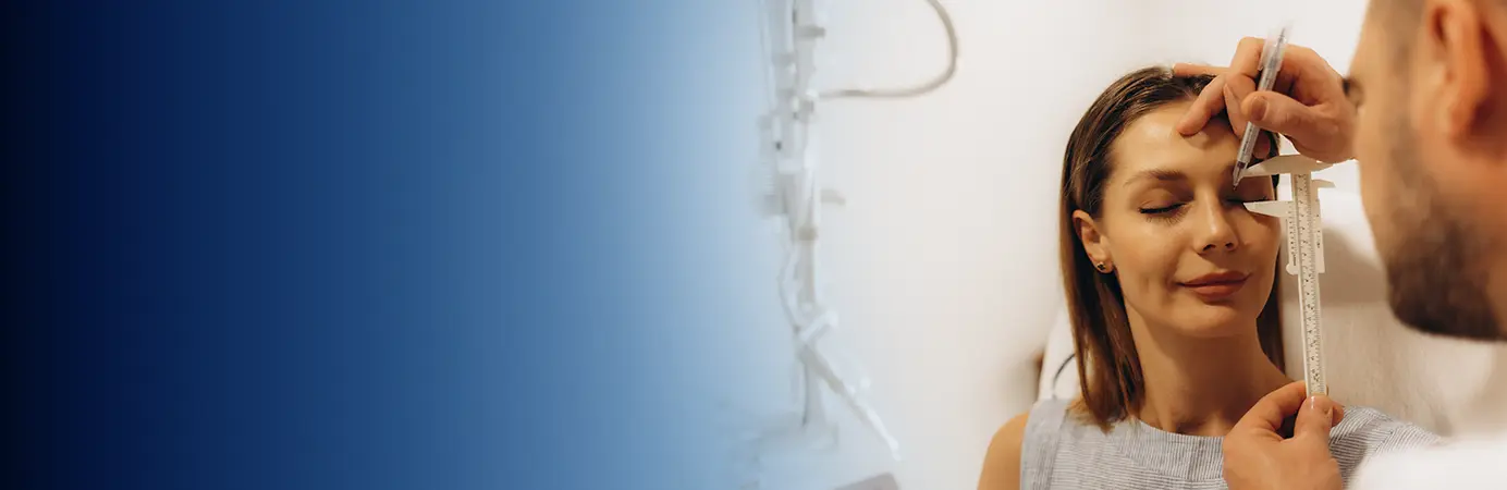 Mulher na frente do médico fazendo avaliação
